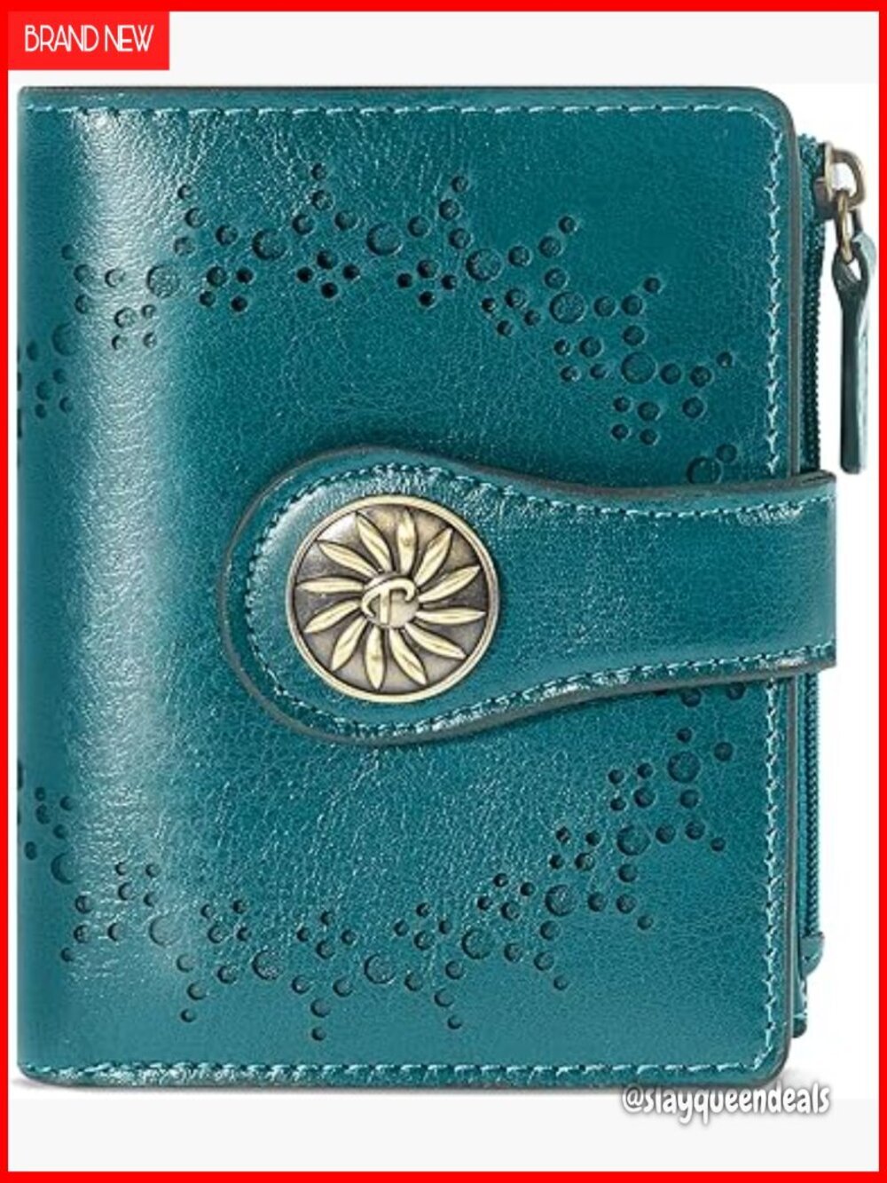 Small Leather Bifold Wallet RFID Blocking Zipper Coin Pocket Compact
